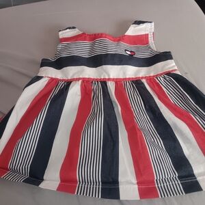 Girls Size 12 Month Tommy Hilfiger Red, White, and Blue Striped Dress